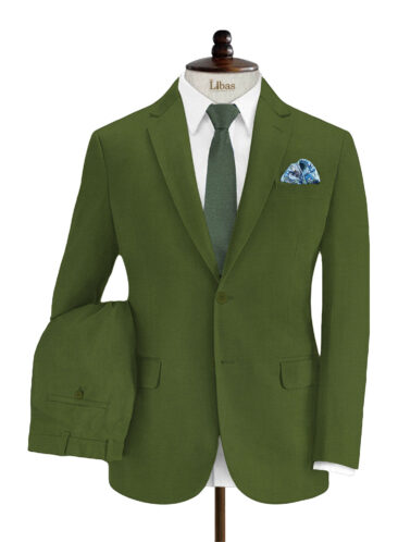 Absoluto Men's Terry Rayon Solids 3.75 Meter Unstitched Suiting Fabric (Moss Green)