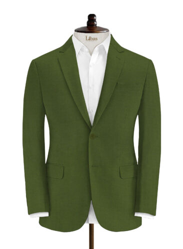 Absoluto Men's Terry Rayon Solids 3.75 Meter Unstitched Suiting Fabric (Moss Green)