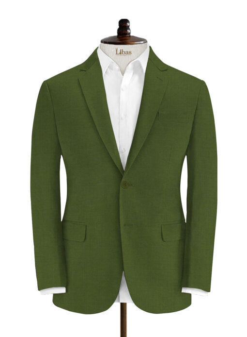 Absoluto Men's Terry Rayon Solids 3.75 Meter Unstitched Suiting Fabric (Moss Green)