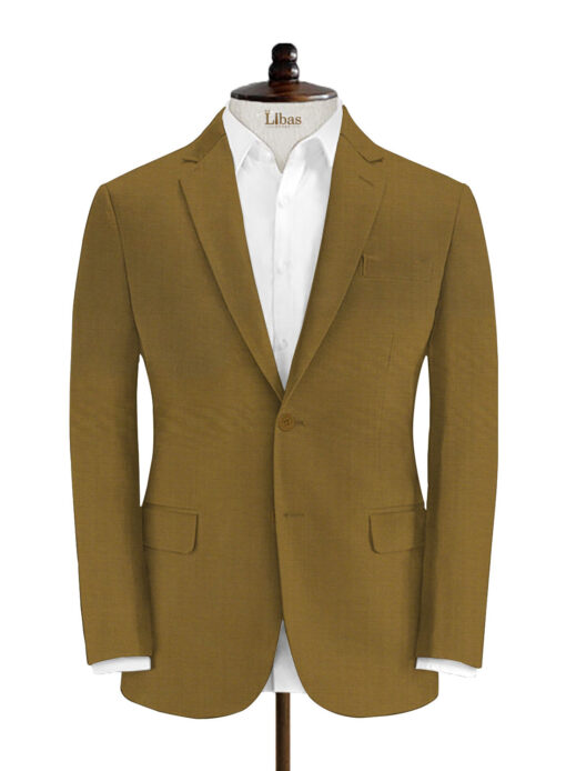 Absoluto Men's Terry Rayon Solids 3.75 Meter Unstitched Suiting Fabric (Mustard Gold)