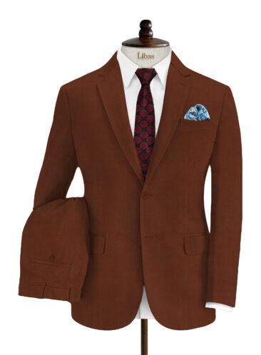 EMEF Men's Terry Rayon Solids 3.75 Meter Unstitched Suiting Fabric (Cinmon Brown)