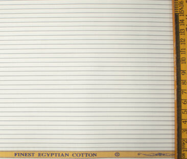 Soktas Men's Giza Cotton Striped 2 Meter Unstitched Shirting Fabric (White & Grey)