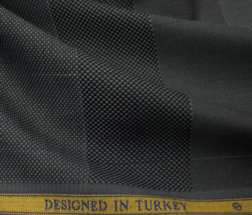 Soktas Men's Giza Cotton Checks 2 Meter Unstitched Shirting Fabric (Dark Grey)