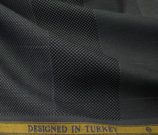 Soktas Men's Giza Cotton Checks 2 Meter Unstitched Shirting Fabric (Dark Grey)