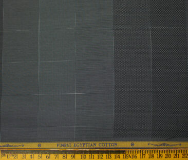 Soktas Men's Giza Cotton Checks 2 Meter Unstitched Shirting Fabric (Dark Grey)