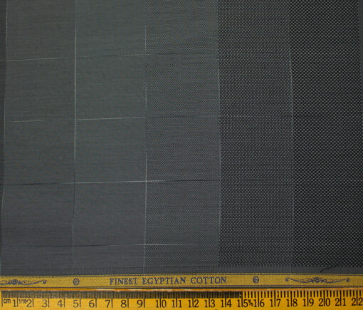 Soktas Men's Giza Cotton Checks 2 Meter Unstitched Shirting Fabric (Dark Grey)