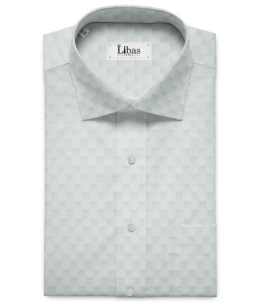 Soktas Men's Giza Cotton Self Design 2 Meter Unstitched Shirting Fabric (Light Sky Blue)