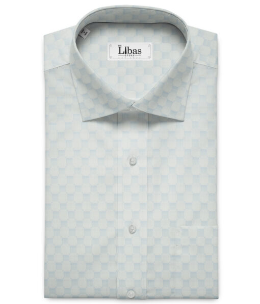 Soktas Men's Giza Cotton Self Design 2 Meter Unstitched Shirting Fabric (Light Sky Blue)