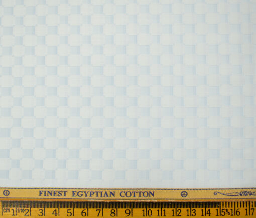 Soktas Men's Giza Cotton Self Design 2 Meter Unstitched Shirting Fabric (Light Sky Blue)