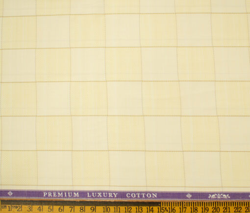 Soktas Men's Giza Cotton Checks 2 Meter Unstitched Shirting Fabric (Yellow)