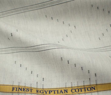 Soktas Men's Giza Cotton Striped 2 Meter Unstitched Shirting Fabric (Light Grey)