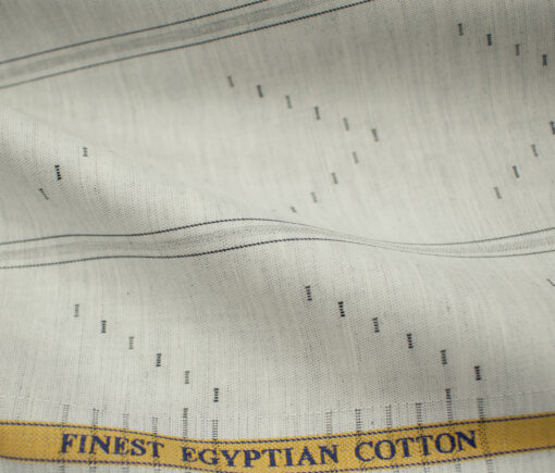 Soktas Men's Giza Cotton Striped 2 Meter Unstitched Shirting Fabric (Light Grey)