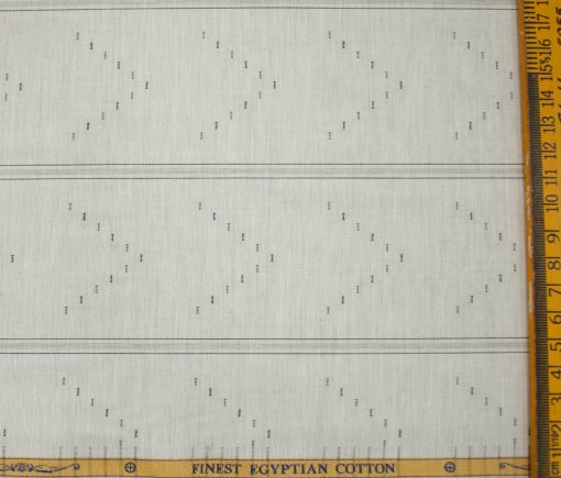 Soktas Men's Giza Cotton Striped 2 Meter Unstitched Shirting Fabric (Light Grey)