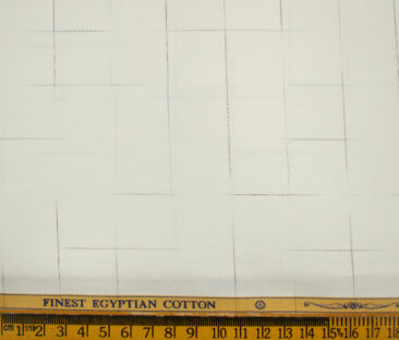 Soktas Men's Giza Cotton Checks 2 Meter Unstitched Shirting Fabric (White & Grey)