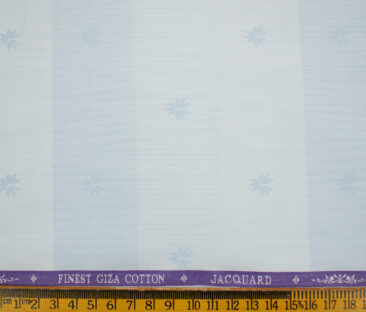 Soktas Men's Giza Cotton Striped 2 Meter Unstitched Shirting Fabric (Sky Blue)