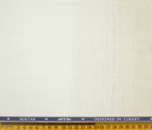 Soktas Men's Giza Cotton Checks 2 Meter Unstitched Shirting Fabric (Beige & White)