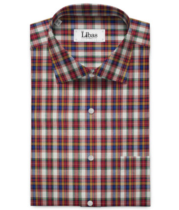 Soktas Men's Giza Cotton Checks 2 Meter Unstitched Shirting Fabric (Multi)