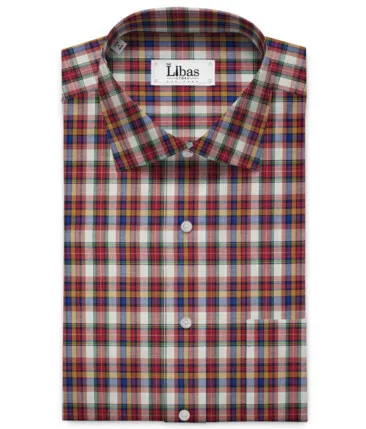 Soktas Men's Giza Cotton Checks 2 Meter Unstitched Shirting Fabric (Multi)