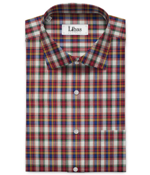 Soktas Men's Giza Cotton Checks 2 Meter Unstitched Shirting Fabric (Multi)