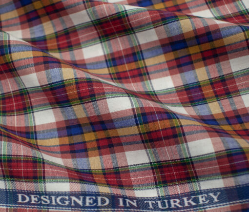 Soktas Men's Giza Cotton Checks 2 Meter Unstitched Shirting Fabric (Multi)