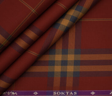 Soktas Men's Giza Cotton Checks 2 Meter Unstitched Shirting Fabric (White & Blue)