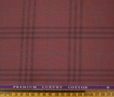 Soktas Men's Giza Cotton Checks 2 Meter Unstitched Shirting Fabric (Rosewood Pink)