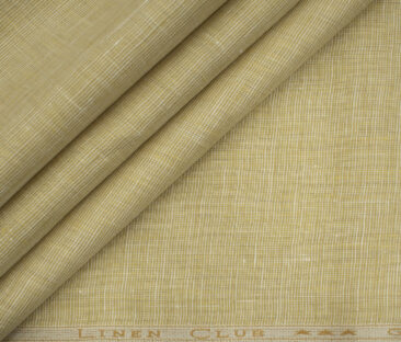 Linen Club Men's European Linen 50 LEA Structured 2.25 Meter Unstitched Shirting Fabric (Beige)