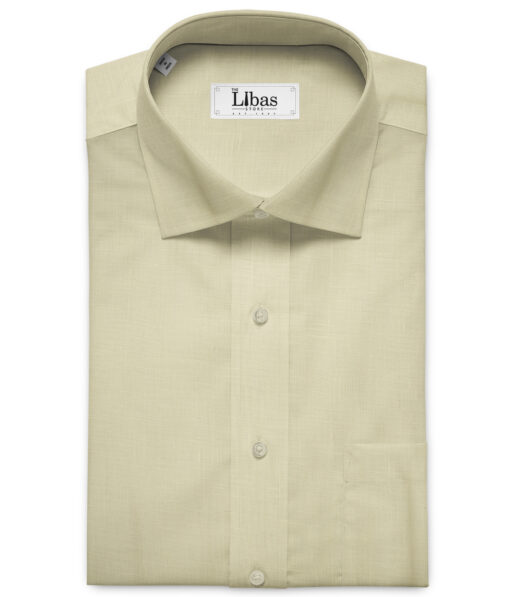 Linen Club Men's European Linen 60 LEA Solids 2.25 Meter Unstitched Shirting Fabric (Cream)