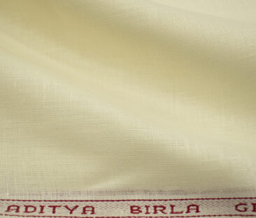 Linen Club Men's European Linen 60 LEA Solids 2.25 Meter Unstitched Shirting Fabric (Cream)