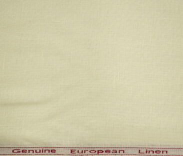 Linen Club Men's European Linen 60 LEA Solids 2.25 Meter Unstitched Shirting Fabric (Cream)