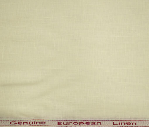Linen Club Men's European Linen 60 LEA Solids 2.25 Meter Unstitched Shirting Fabric (Cream)