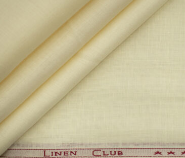 Linen Club Men's European Linen 60 LEA Solids 2.25 Meter Unstitched Shirting Fabric (Cream)