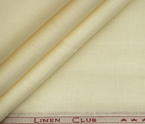 Linen Club Men's European Linen 60 LEA Solids 2.25 Meter Unstitched Shirting Fabric (Cream)
