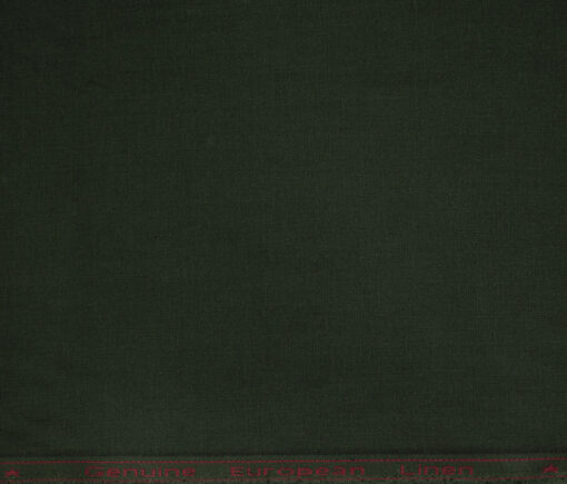 Linen Club Men's European Linen 60 LEA Solids 2.25 Meter Unstitched Shirting Fabric (Dark Pine Green)