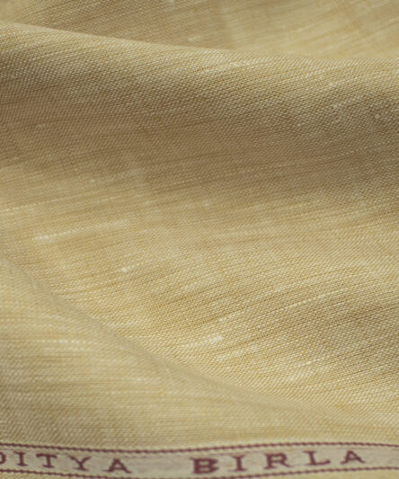 Linen Club Men's European Linen 60 LEA Self Design 2.25 Meter Unstitched Shirting Fabric (Biscotti Beige)