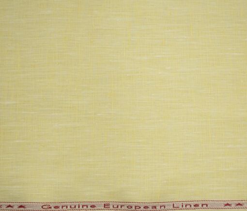 Linen Club Men's European Linen 60 LEA Self Design 2.25 Meter Unstitched Shirting Fabric (Daffodil Yellow)