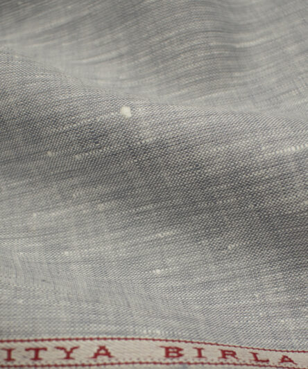 Linen Club Men's European Linen 60 LEA Self Design 2.25 Meter Unstitched Shirting Fabric (Light Grey)