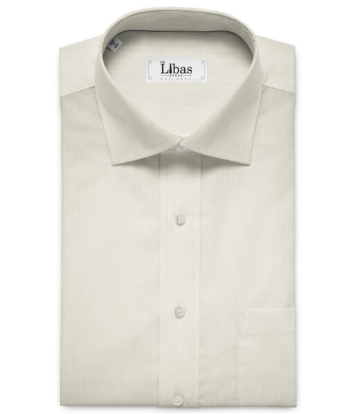 Arvind Men's Irish Linen 60 LEA Dobby 2.25 Meter Unstitched Shirting Fabric (Milky White)