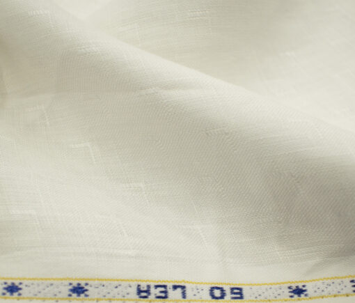 Arvind Men's Irish Linen 60 LEA Dobby 2.25 Meter Unstitched Shirting Fabric (Milky White)