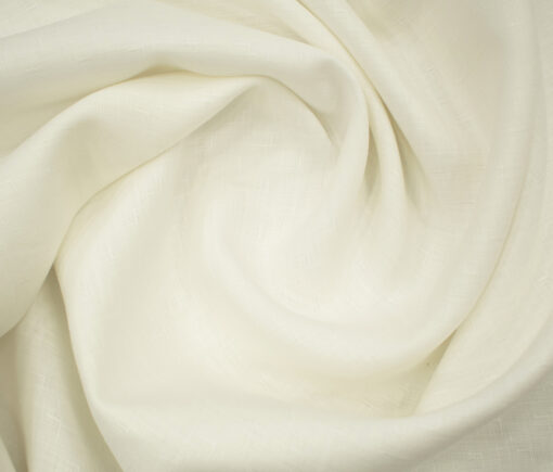 Arvind Men's Irish Linen 60 LEA Dobby 2.25 Meter Unstitched Shirting Fabric (Milky White)