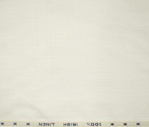 Arvind Men's Irish Linen 60 LEA Dobby 2.25 Meter Unstitched Shirting Fabric (Milky White)