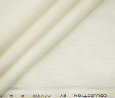 Arvind Men's Irish Linen 60 LEA Dobby 2.25 Meter Unstitched Shirting Fabric (Milky White)