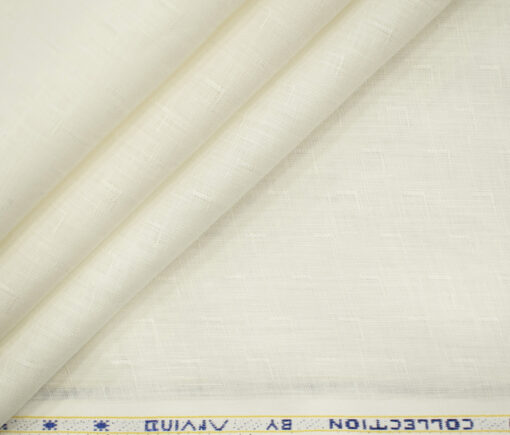 Arvind Men's Irish Linen 60 LEA Dobby 2.25 Meter Unstitched Shirting Fabric (Milky White)
