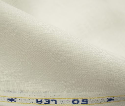 Arvind Men's Irish Linen 60 LEA Dobby 2.25 Meter Unstitched Shirting Fabric (Milky White)