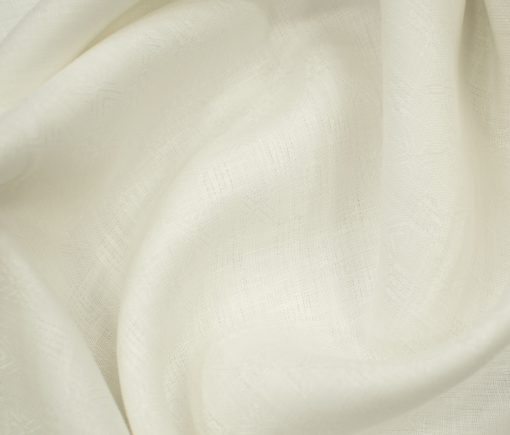 Arvind Men's Irish Linen 60 LEA Dobby 2.25 Meter Unstitched Shirting Fabric (Milky White)