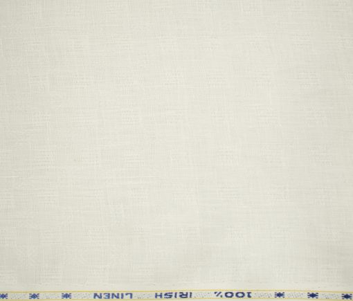 Arvind Men's Irish Linen 60 LEA Dobby 2.25 Meter Unstitched Shirting Fabric (Milky White)