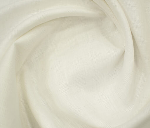 Arvind Men's Irish Linen 60 LEA Dobby 2.25 Meter Unstitched Shirting Fabric (Milky White)