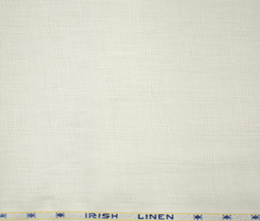 Arvind Men's Irish Linen 60 LEA Dobby 2.25 Meter Unstitched Shirting Fabric (Milky White)