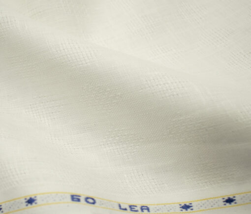 Arvind Men's Irish Linen 60 LEA Dobby 2.25 Meter Unstitched Shirting Fabric (Milky White)