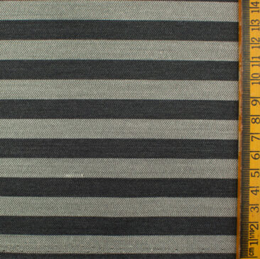 Absoluto Men's Terry Rayon Striped 3.75 Meter Unstitched Suiting Fabric (Dark Grey)